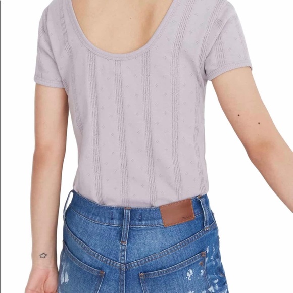 NWT Madewell Pointelle Ribbed Scoop Neck T-Shirt - Picture 2 of 6
